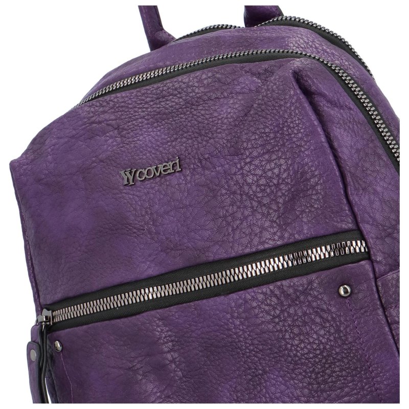 Prostorný dámský koženkový batoh Knut, fialová