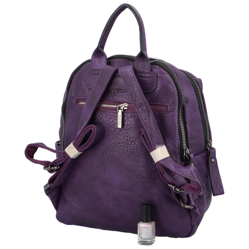 Prostorný dámský koženkový batoh Knut, fialová