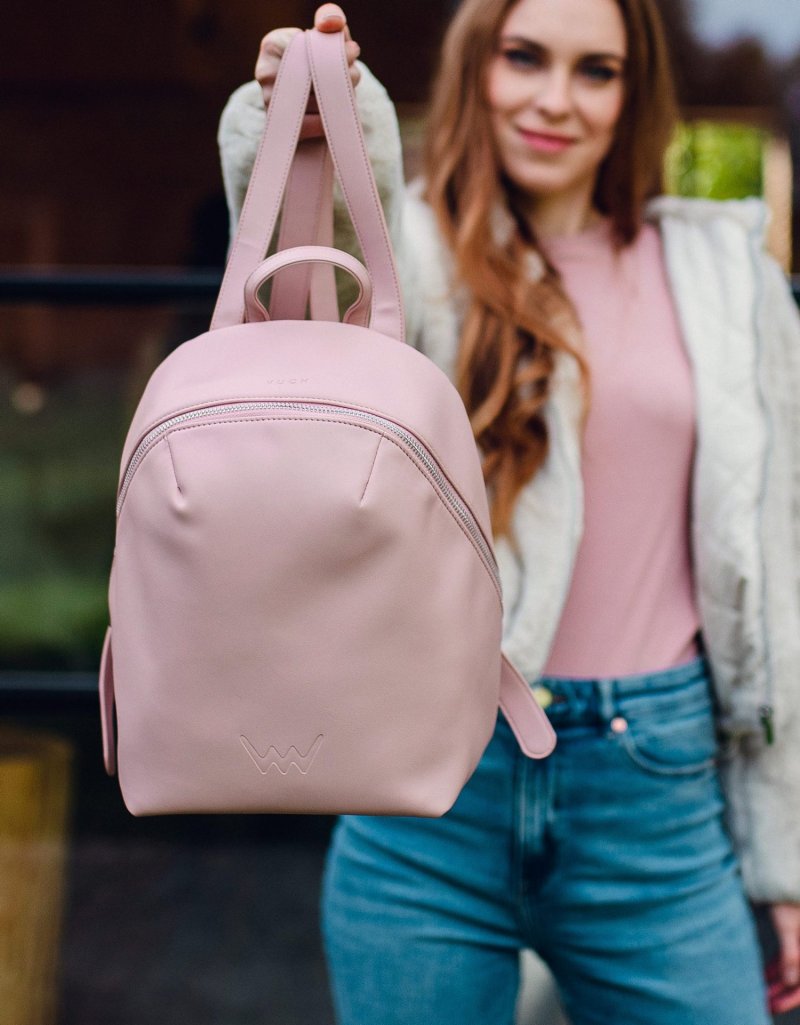 Jednoduchý koženkový batoh VUCH Graint, růžová