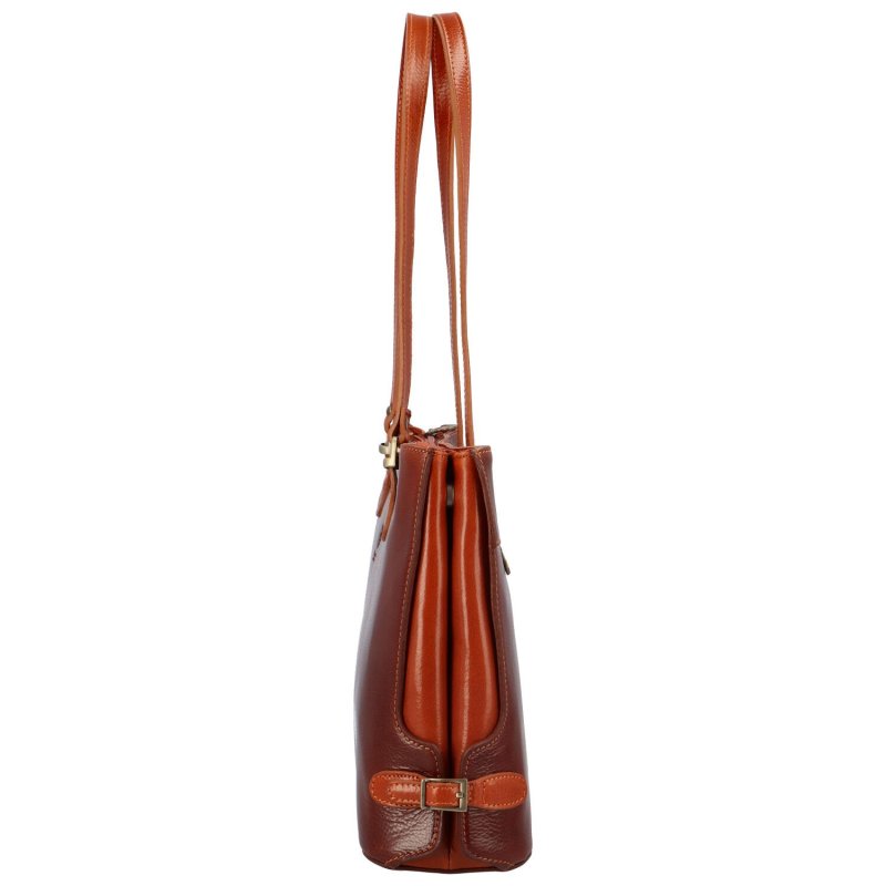 Luxusní dámská kožená kabelka Iris, hnědá - koňaková