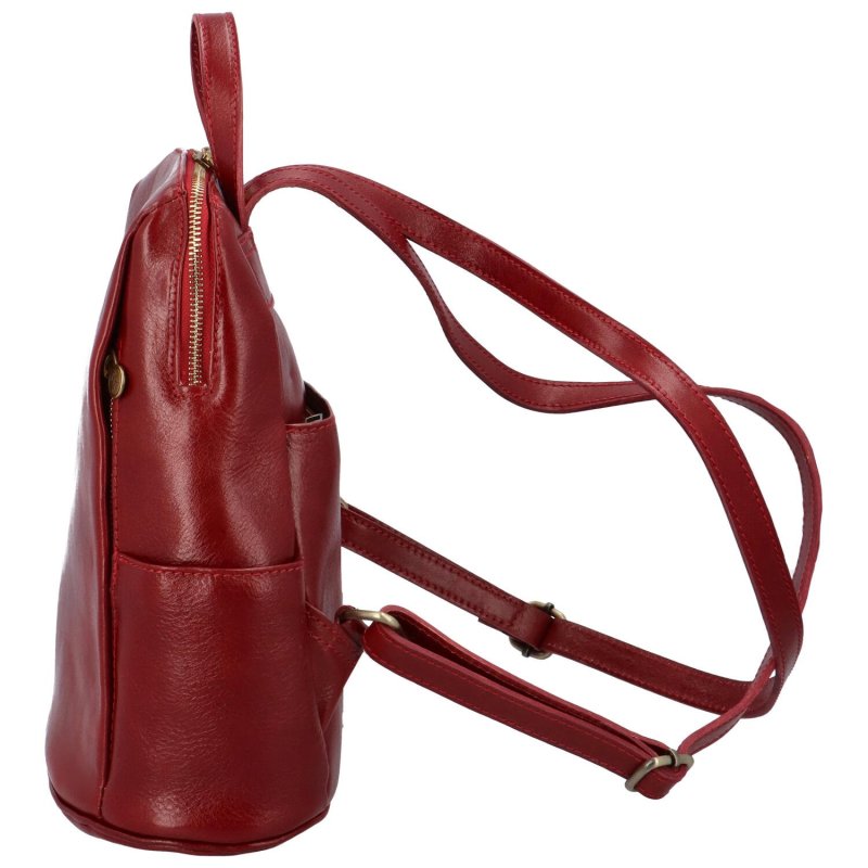 Luxusní dámský kožený batoh Sandro, červená