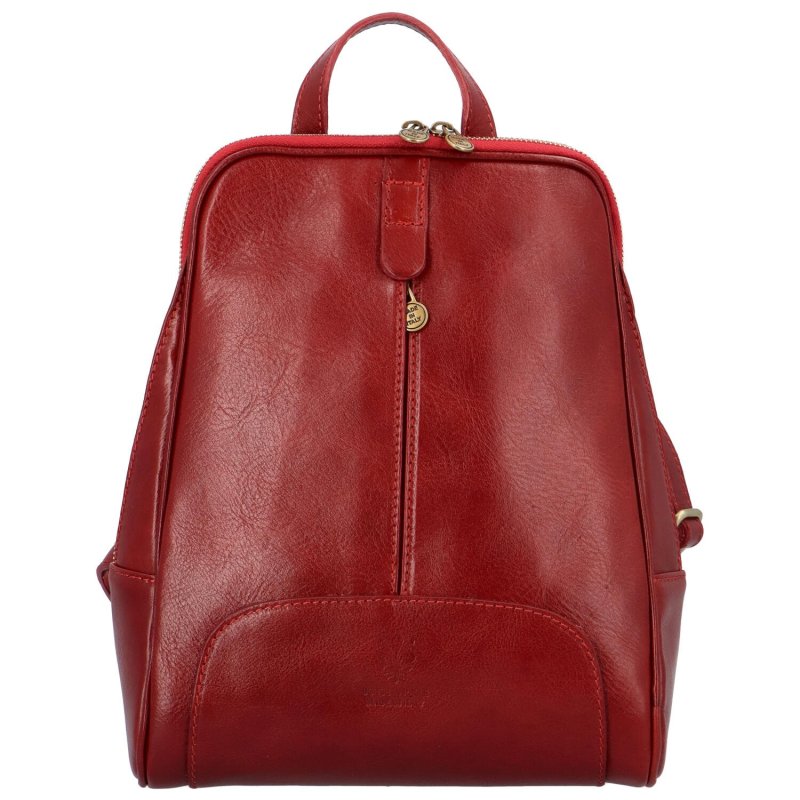 Luxusní dámský kožený batoh Robin, červená