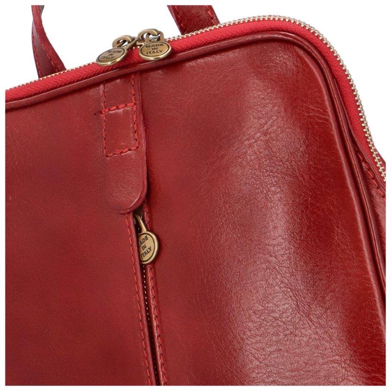 Luxusní dámský kožený batoh Robin, červená