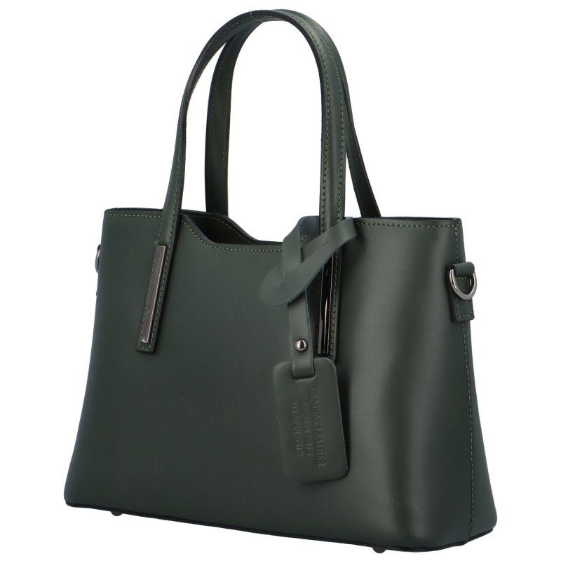 Stylová dámská kožená taška v pevném provedení Barclay, tmavě zelená