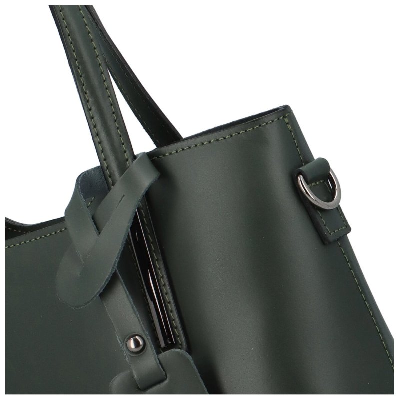 Stylová dámská kožená taška v pevném provedení Barclay, tmavě zelená