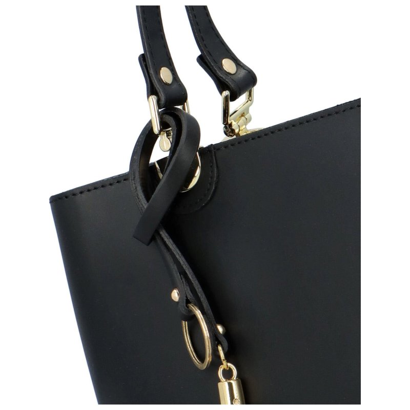 Elegantní dámská kožená kabelka do ruky Lita, černá