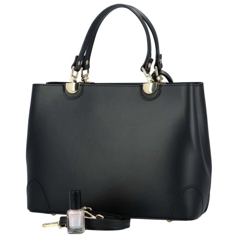 Elegantní dámská kožená kabelka do ruky Lita, černá
