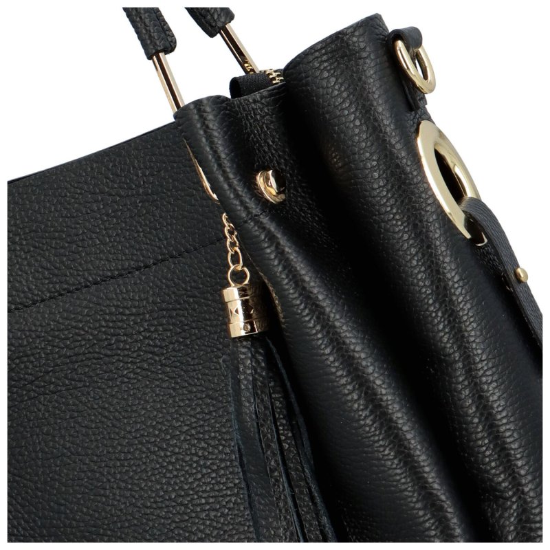 Módní dámská kožená kabelka do ruky Brittany, černá