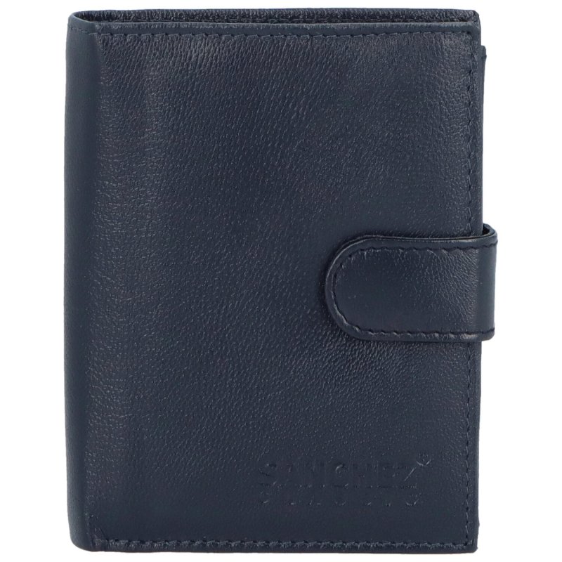 Pánská kožená peněženka na výšku se zápinkou Bledii, modrá