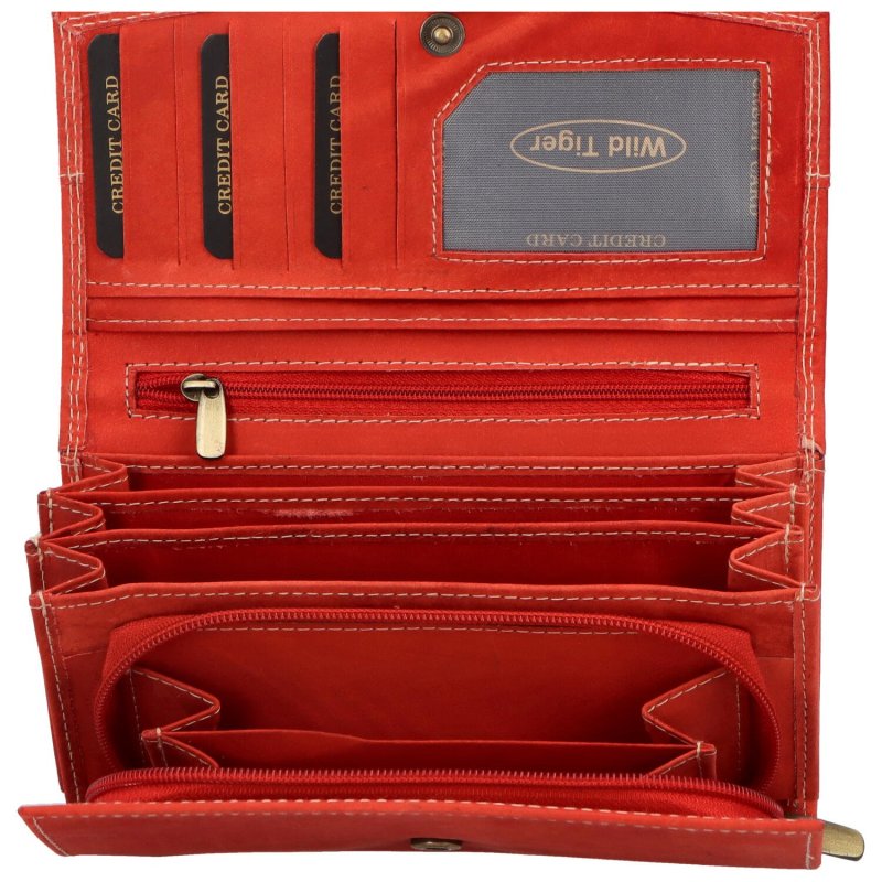 Luxusní dámská kožená peněženka Sikun, červená