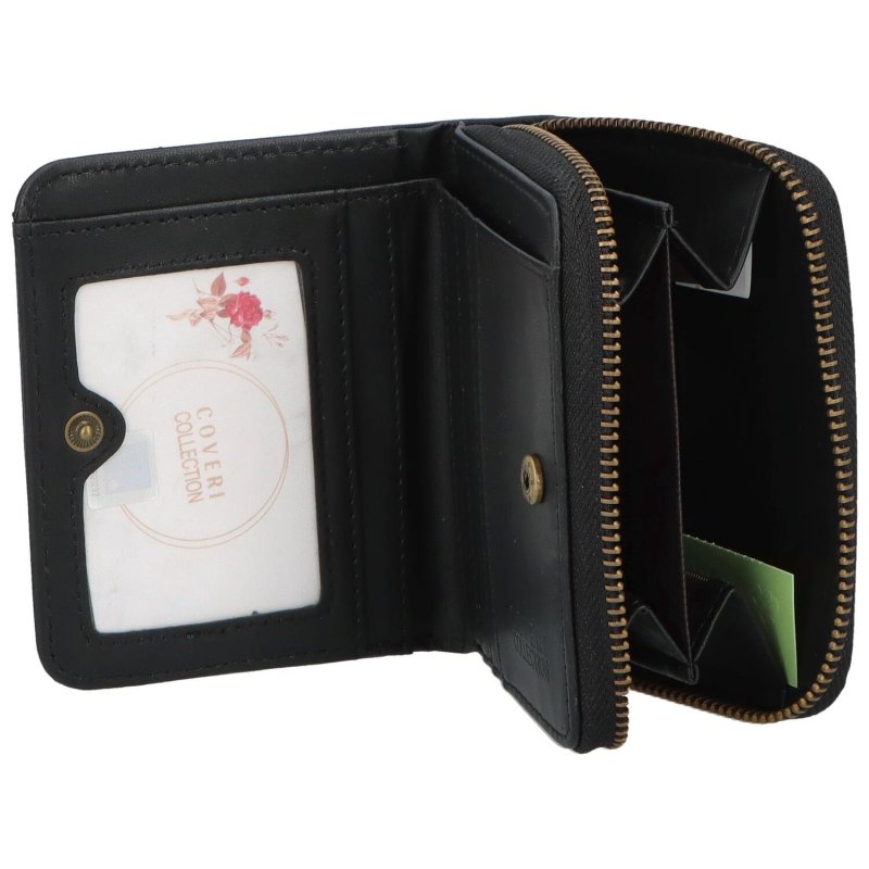 Dámská menší praktická koženková peněženka na zip Ladd, černá