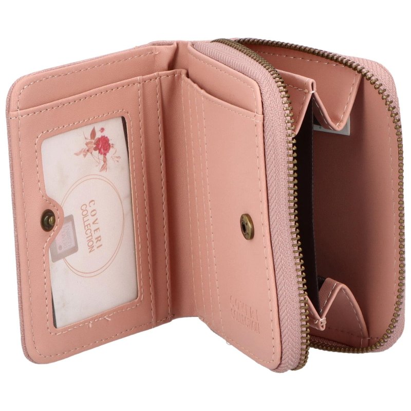 Dámská menší praktická koženková peněženka na zip Ladd, růžová