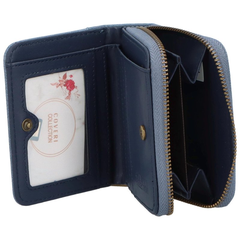 Dámská menší praktická koženková peněženka na zip Ladd, modrá