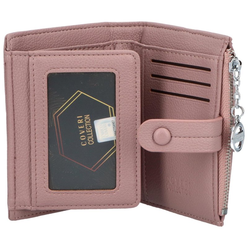 Malá dámská koženková peněženka na zip Luis, růžová