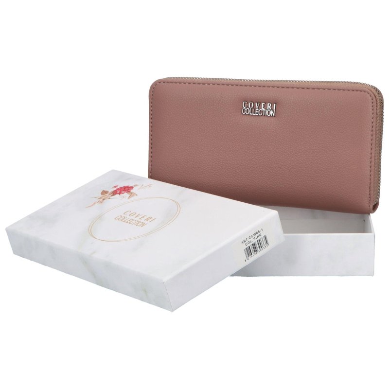 Velká pouzdrová dámská koženková peněženka Tiana, růžová