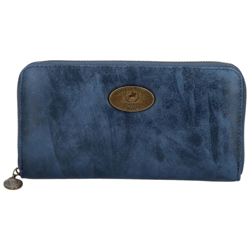Dámská koženková  pouzdrová peněženka s výrazným kovovým logem Lamont, modrá