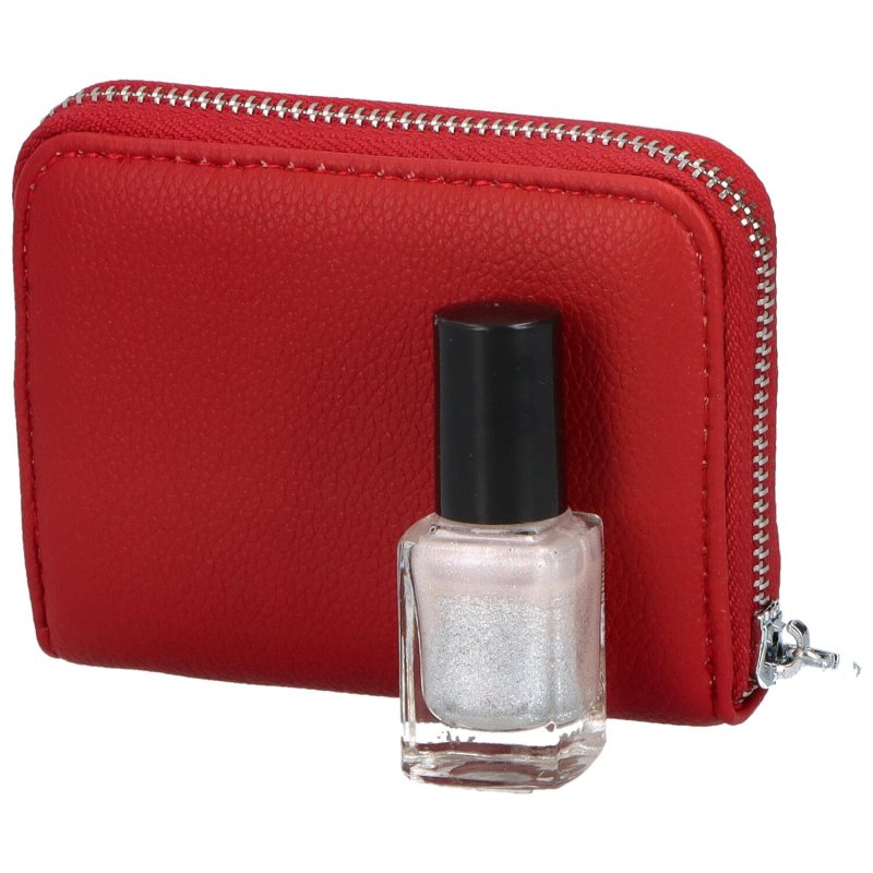 Malá dámská koženková peněženka na zip Gaynor, červená