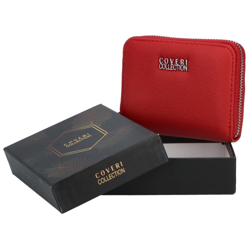 Malá dámská koženková peněženka na zip Gaynor, červená