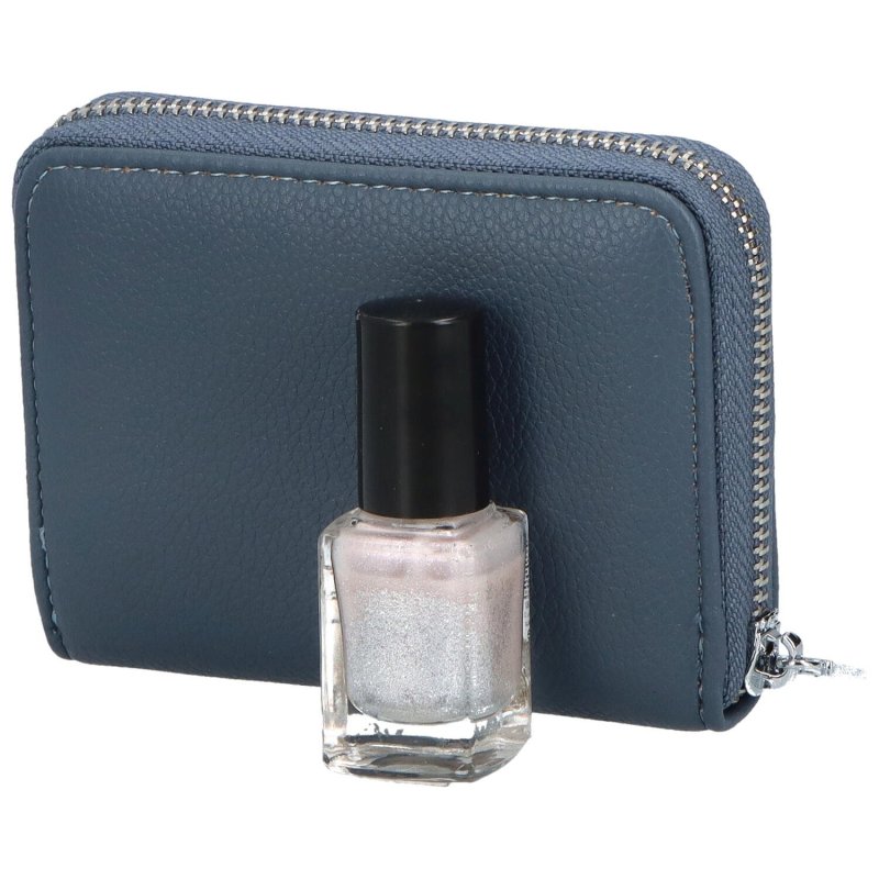 Malá dámská koženková peněženka na zip Gaynor, džínová modrá