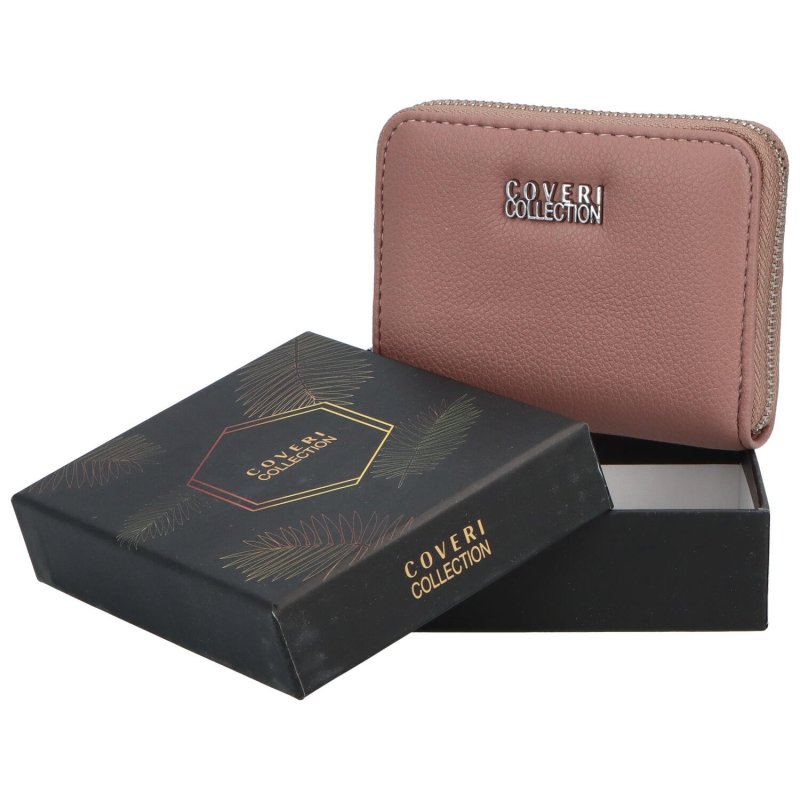 Malá dámská koženková peněženka na zip Gaynor, růžová