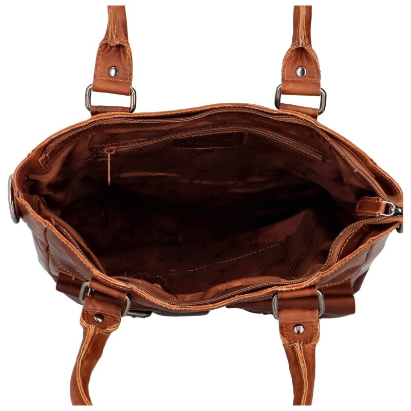 Velká kožená praktická taška Florent Green Wood , santal