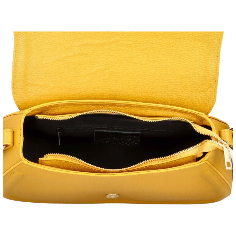 Nepřehlédnutelná menší dámská kožená kabelka Raven, žlutá