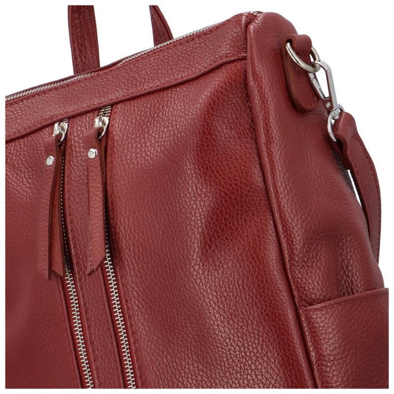 Stylový dámský kožený městský batoh Saul, červená