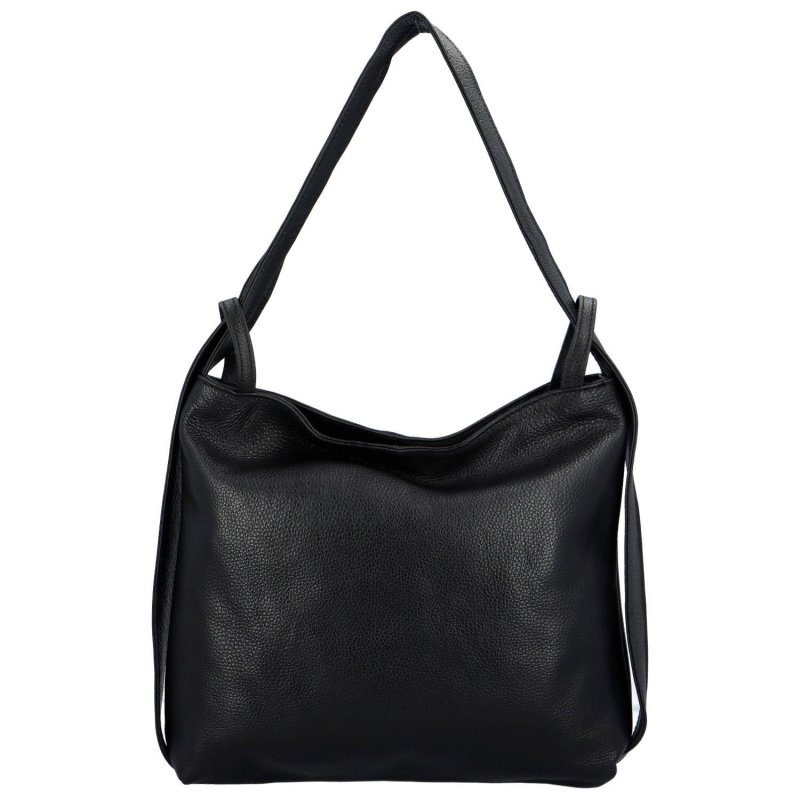 Prostorná kožená multifunkční taška/batoh Pablo, černá