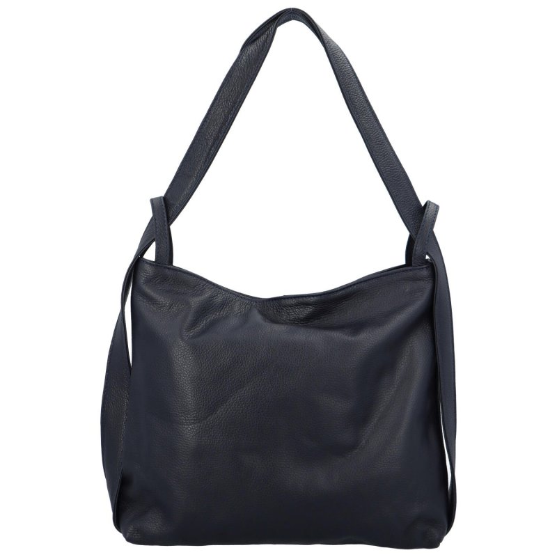 Prostorná kožená multifunkční taška/batoh Pablo, tmavě modrá