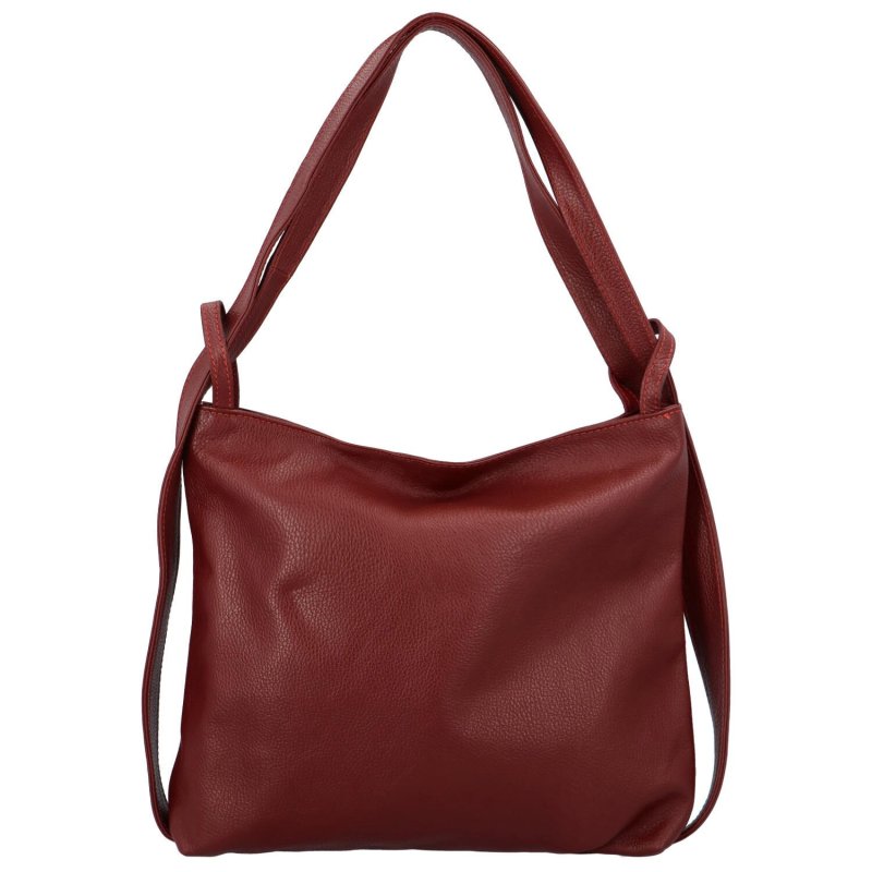 Prostorná kožená multifunkční taška/batoh Pablo, červená