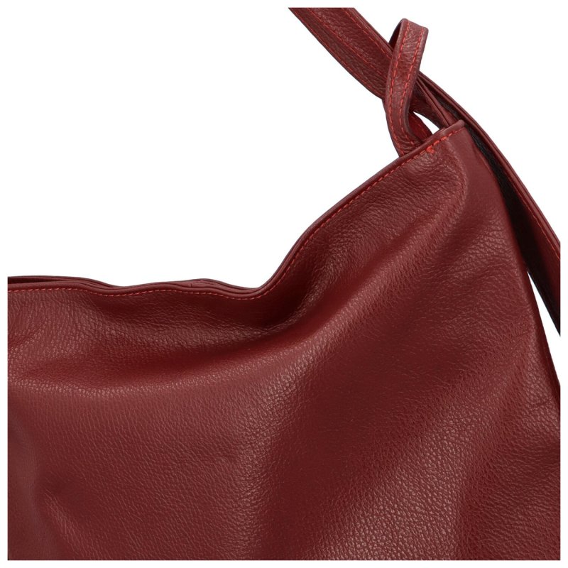 Prostorná kožená multifunkční taška/batoh Pablo, červená