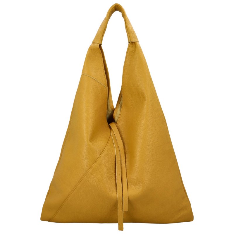 Nadčasová dámská kožená taška na rameno Arleen, žlutá