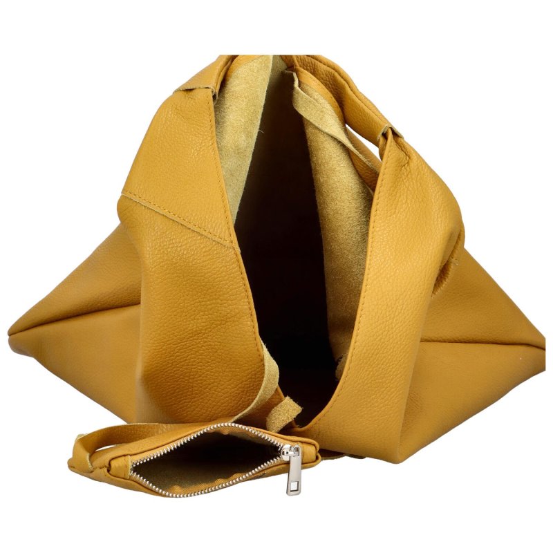 Nadčasová dámská kožená taška na rameno Arleen, žlutá