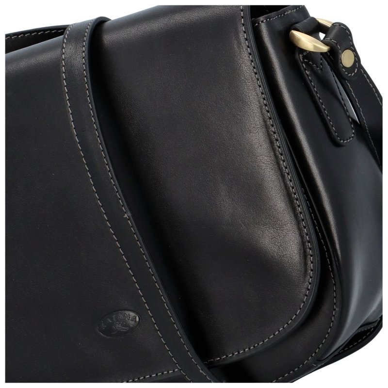 Luxusní dámská kožená taška s klopou Silas Katana, černá