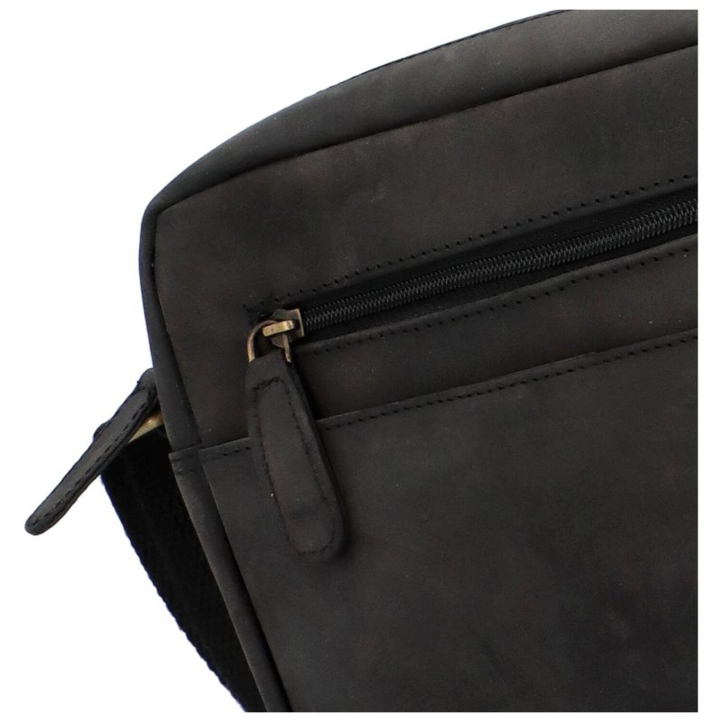 Praktická kožená pánská crossbody taška Bron, černá