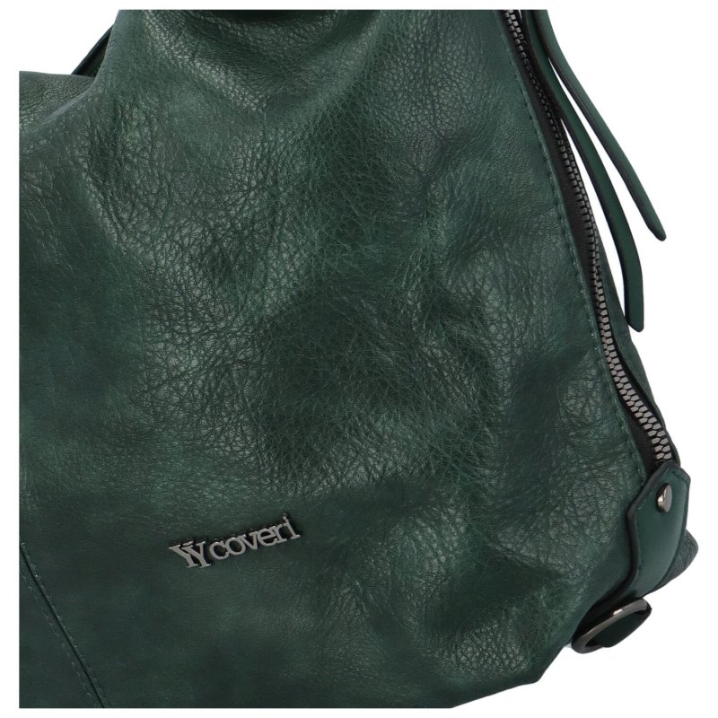 Pohodlná dámská koženková kabelka na rameno Chester, zelená