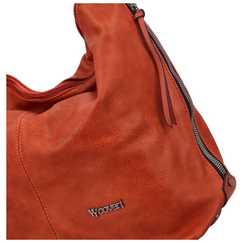 Pohodlná dámská koženková kabelka na rameno Chester, oranžová