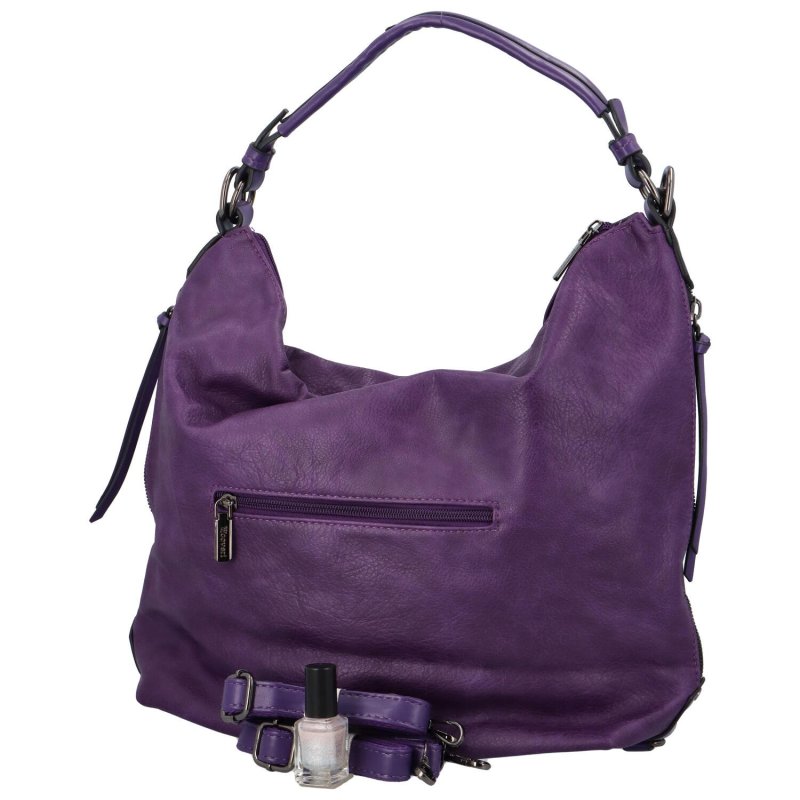 Pohodlná dámská koženková kabelka na rameno Chester, fialová