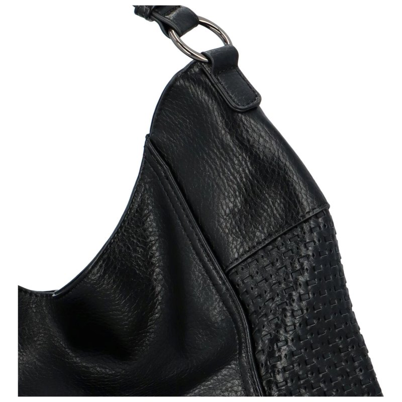 Pohodlná dámská koženková kabelka na rameno Kelvin, černá