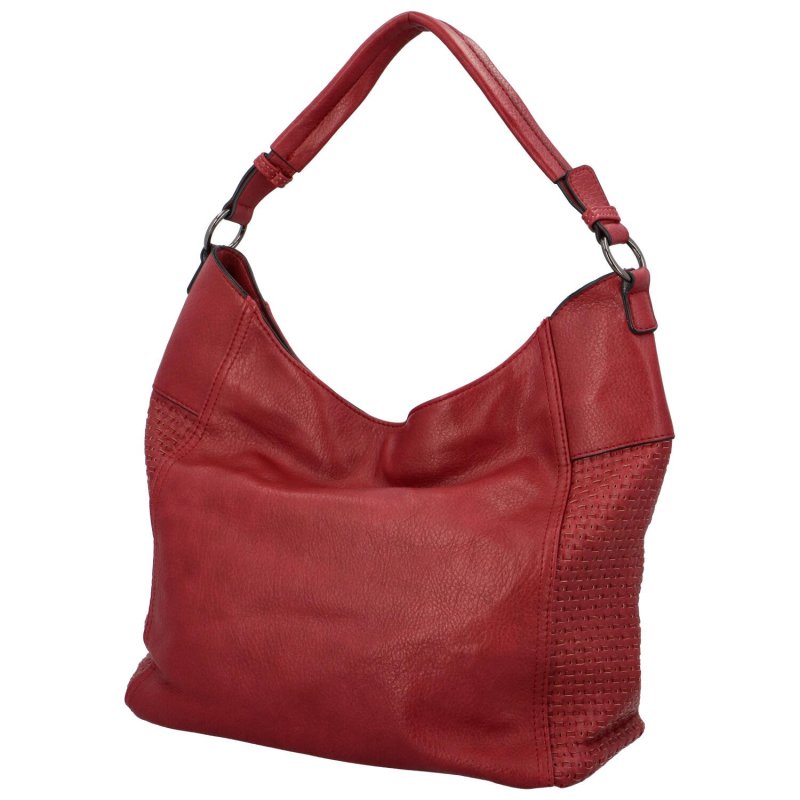 Pohodlná dámská koženková kabelka na rameno Kelvin, červená