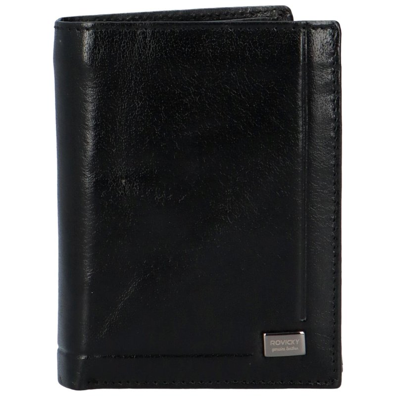 Pánská kožená peněženka šitá na výšku s prošíváním Jon, černá