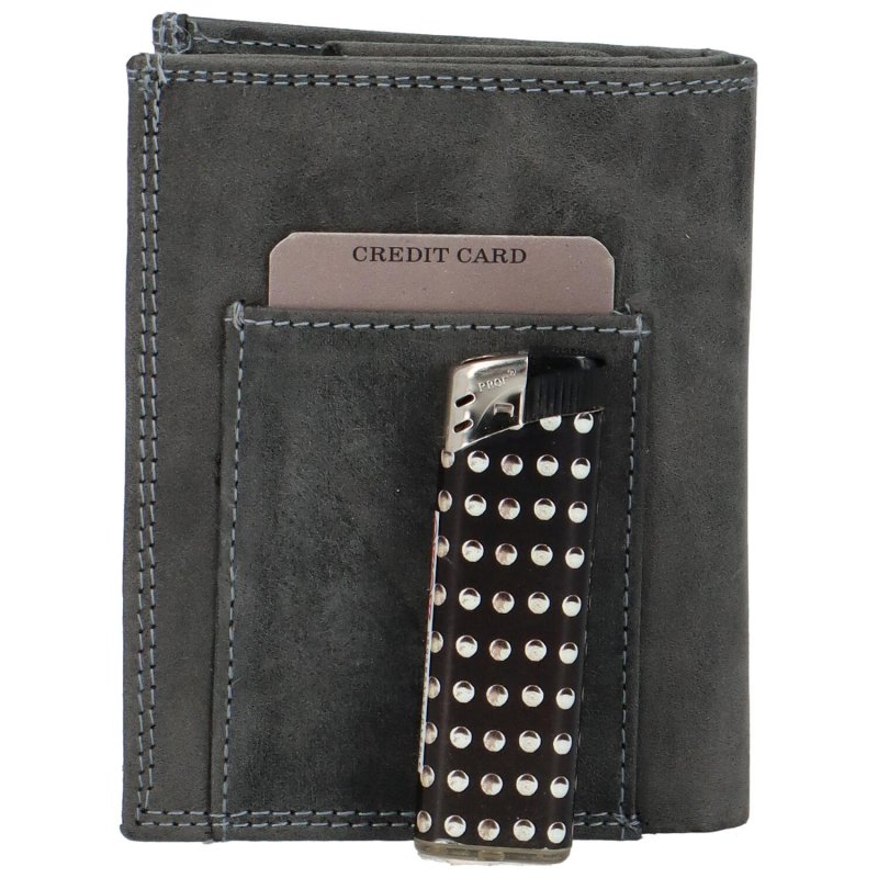 Pánská kožená peněženka šitá na výšku s výrazným logem Hall, černá