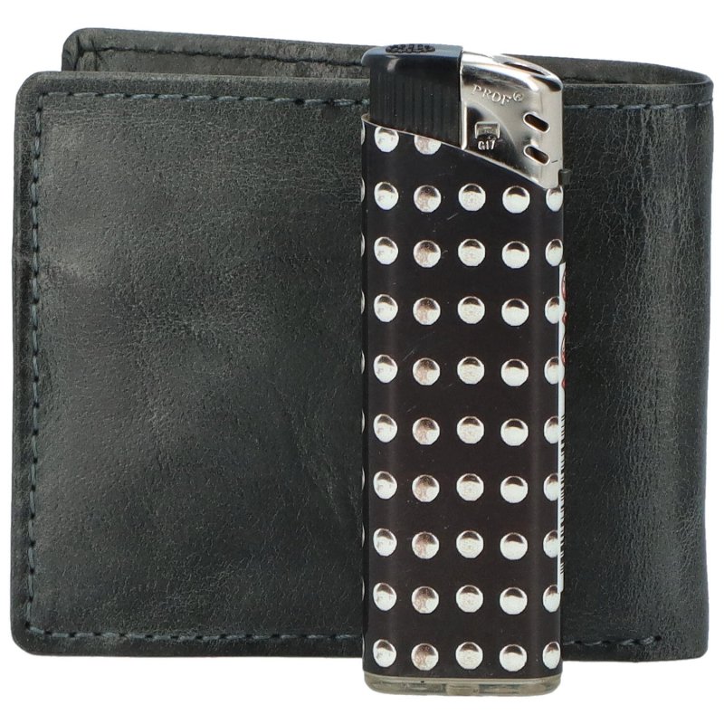 Pánská kožená peněženka šitá na šířku s výrazným logem India, černá