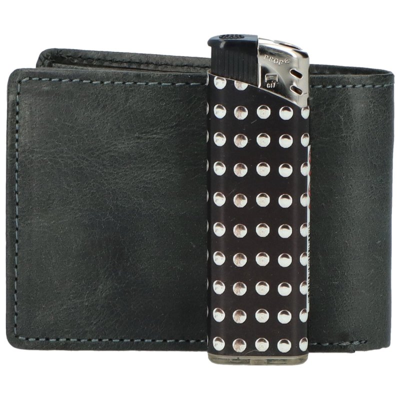 Pánská kožená peněženka s logem na přední části Ackley, černá