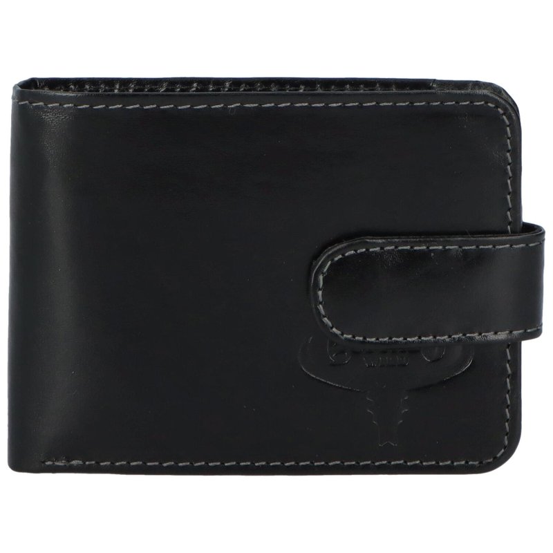 Pánská kožená peněženka s výrazným prošíváním Elwood, černá