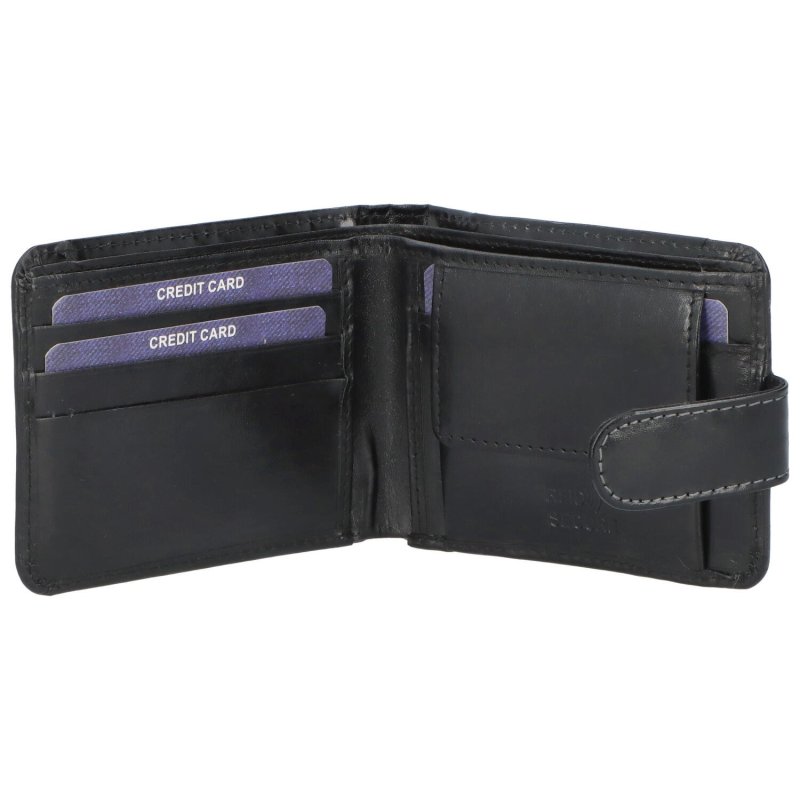 Pánská kožená peněženka s výrazným prošíváním Elwood, černá