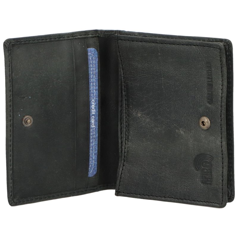 Pánská kožená peněženka na výšku s prošíváním Foster, černá