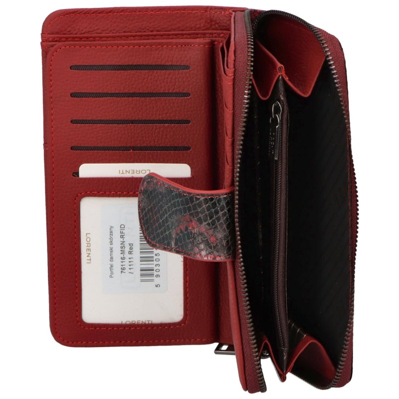 Módní dámská kožená peněženka Remus, červená