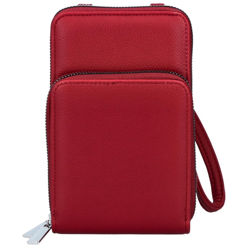 Praktická koženková kapsa na doklady s dlouhým popruhem Toby, červená