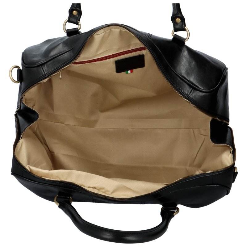 Velká a luxusní universální kožená cestovní taška Mabel, černá